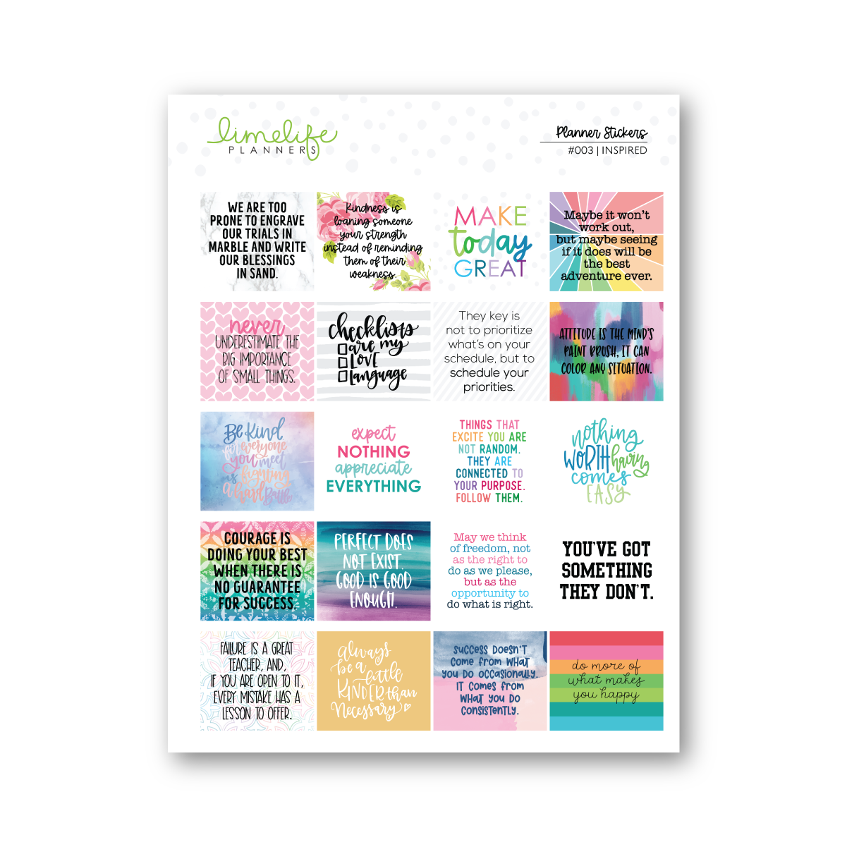 Happy Inspirational and Motivational Printable Sticker Sheet Print