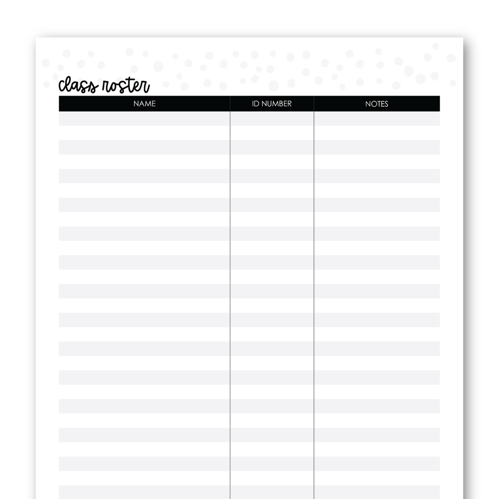 Blank Roster Sheet Free Editable Class List Templates