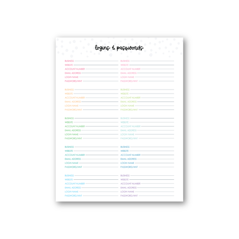 Logins & Passwords Planner Add-On