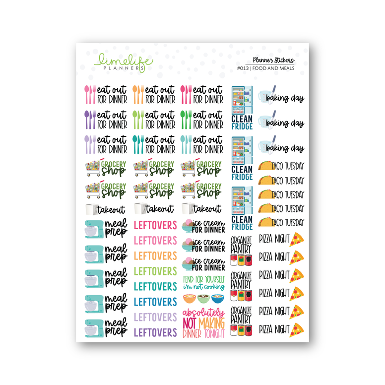 Meals and Planning Stickers