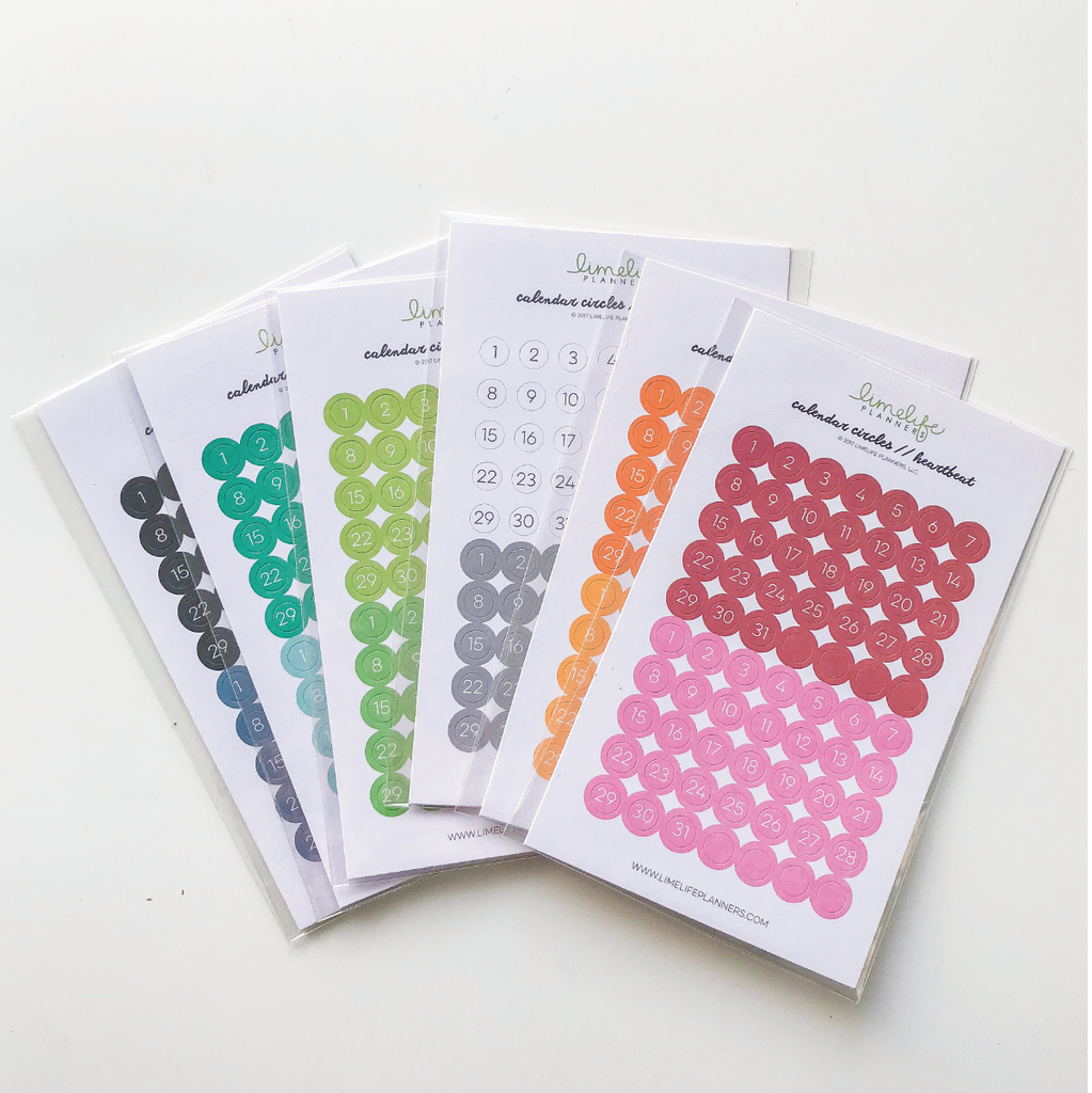 Calander Sticker Sheets Calendar Circle Stickers – Limelife Planners