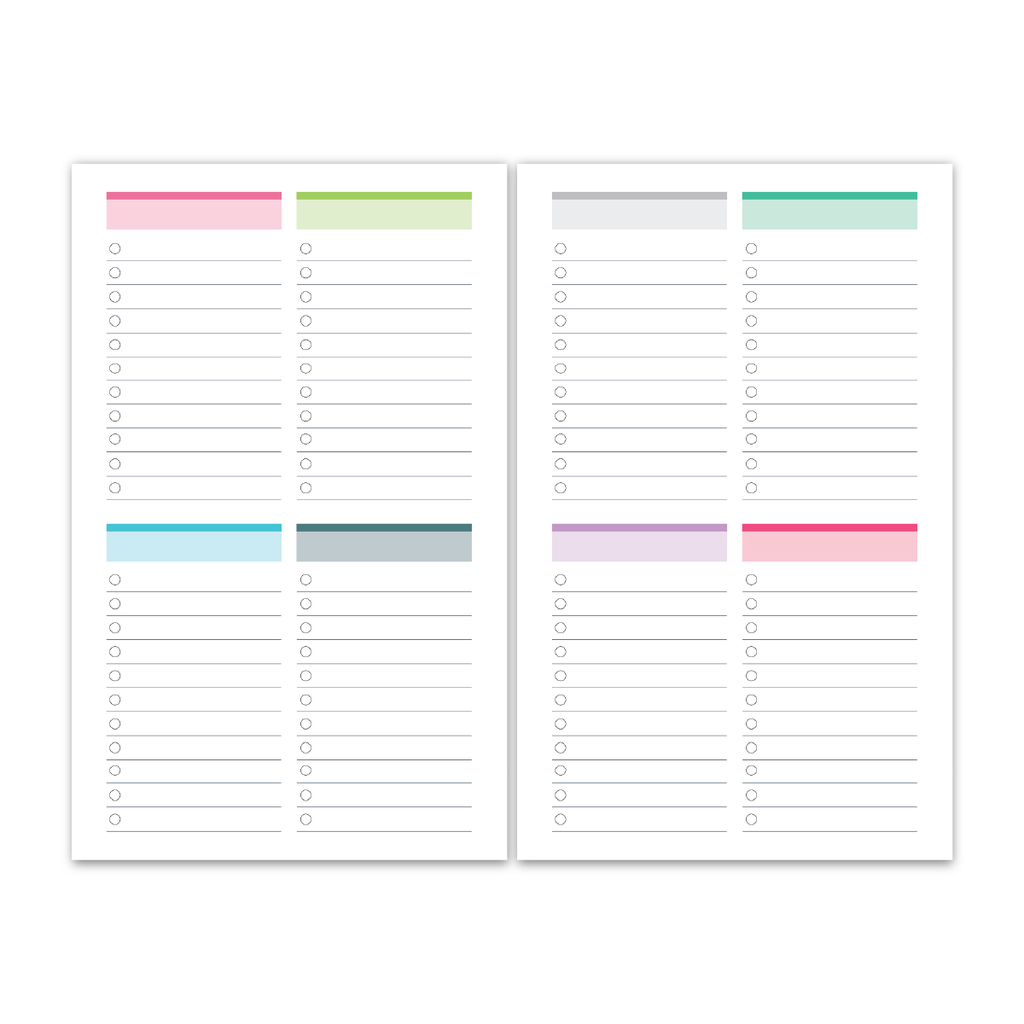 Checklist Sheet A6 Printable Planner Inserts to Do List 